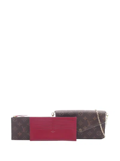 Pre-owned Louis Vuitton 2019 Monogram Pochette Felicie Crossbody Bag In Brown