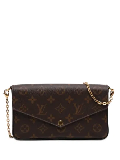 Pre-owned Louis Vuitton 2019 Monogram Pochette Felicie Crossbody Bag In Brown