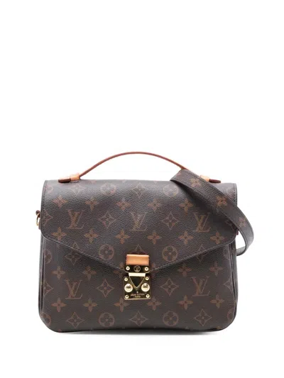 Pre-owned Louis Vuitton 2019 Monogram Pochette Metis Satchel In Brown