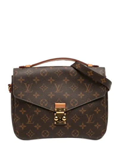 Pre-owned Louis Vuitton 2019 Monogram Pochette Metis Satchel In Brown