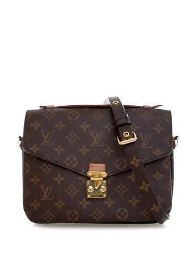 Pre-owned Louis Vuitton 2019 Monogram Pochette Metis Satchel In Brown