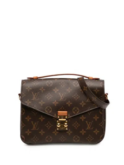 Pre-owned Louis Vuitton 2019 Monogram Pochette Metis Satchel In Brown