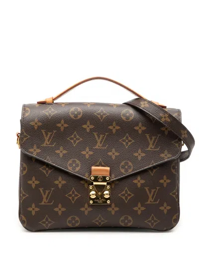 Pre-owned Louis Vuitton 2019 Monogram Pochette Metis Satchel In Brown