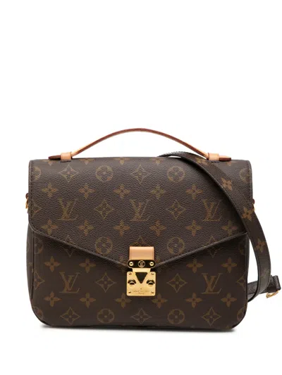 Pre-owned Louis Vuitton 2019 Monogram Pochette Metis Satchel In Brown