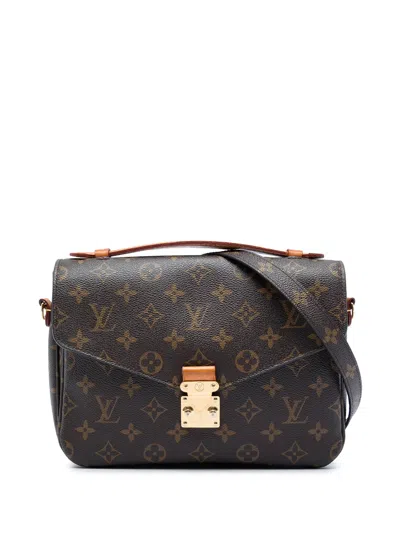 Pre-owned Louis Vuitton 2019 Monogram Pochette Metis Satchel In Brown