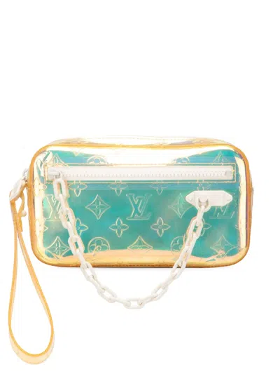 Pre-owned Louis Vuitton 2019 Monogram Prism Pochette Volga Clutch Bag In White