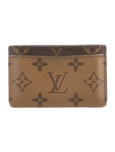 Pre-owned Louis Vuitton 2019 Monogram Reverse Card Case In Brown/neutrals
