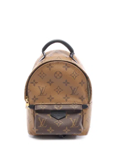 Pre-owned Louis Vuitton 2019 Monogram Reverse Mini Palm Springs Backpack In Brown