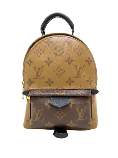 Pre-owned Louis Vuitton 2019 Monogram Reverse Mini Palm Springs Backpack In Brown