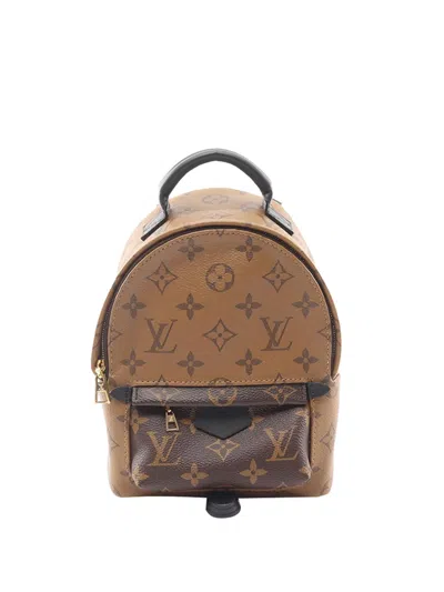 Pre-owned Louis Vuitton 2019 Monogram Reverse Mini Palm Springs Backpack In Brown