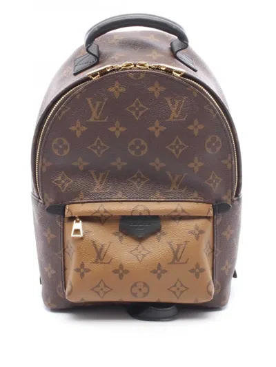 Pre-owned Louis Vuitton 2019 Monogram Reverse Palm Springs Pm Backpack In Brown