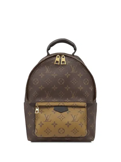 Pre-owned Louis Vuitton 2019 Monogram Reverse Palm Springs Pm Backpack In Brown