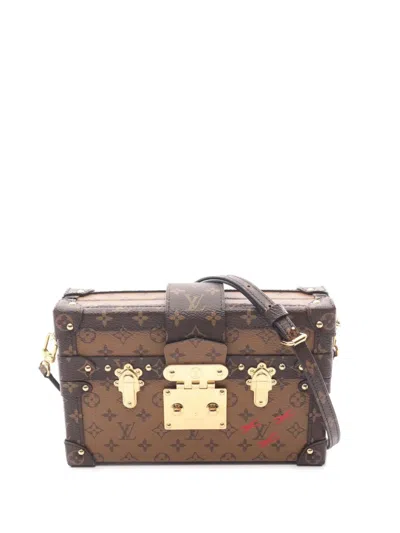 Pre-owned Louis Vuitton 2019 Monogram Reverse Petite Malle Crossbody Bag In Brown