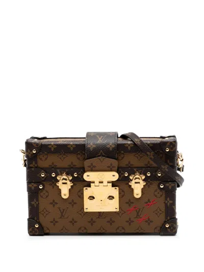 Pre-owned Louis Vuitton 2019 Monogram Reverse Petite Malle Crossbody Bag In Brown