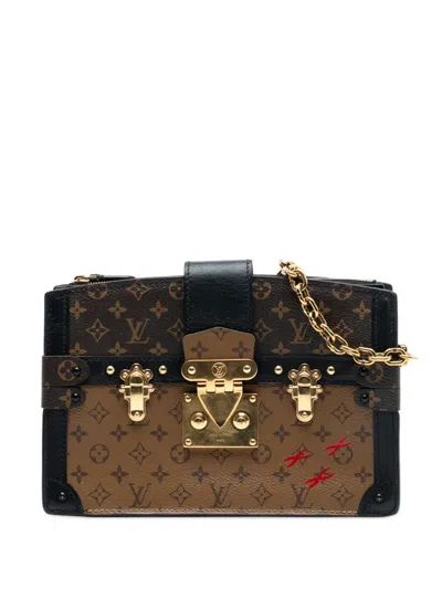 Pre-owned Louis Vuitton 2019 Monogram Reverse Trunk Clutch Crossbody Bag In Black