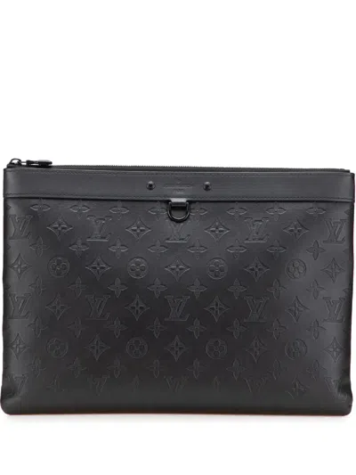 Pre-owned Louis Vuitton 2019 Monogram Shadow Discovery Pochette Clutch Bag