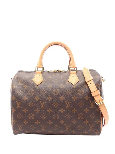 Pre-owned Louis Vuitton 2019 Monogram Speedy Bandouliere 30 Satchel In Brown