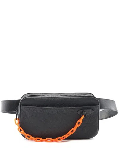 Pre-owned Louis Vuitton 2019 Monogram Taurillon Uniformes Solar Ray Soft Pochette Volga Belt Bag In Black