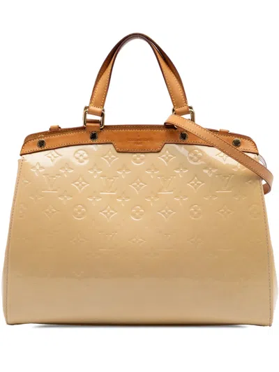 Pre-owned Louis Vuitton 2019 Monogram Vernis Brea Gm Satchel In Neutral