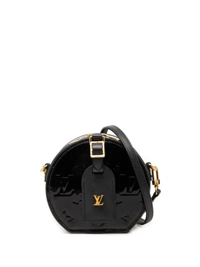 Pre-owned Louis Vuitton 2019 Monogram Vernis Mini Boite Chapeau Souple Crossbody Bag In Black