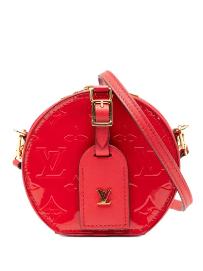 Pre-owned Louis Vuitton 2019 Monogram Vernis Mini Boite Chapeau Souple Crossbody Bag In Red