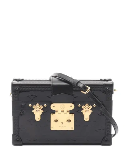 Pre-owned Louis Vuitton 2019 Monogram Vernis Petite Malle Crossbody Bag In Black