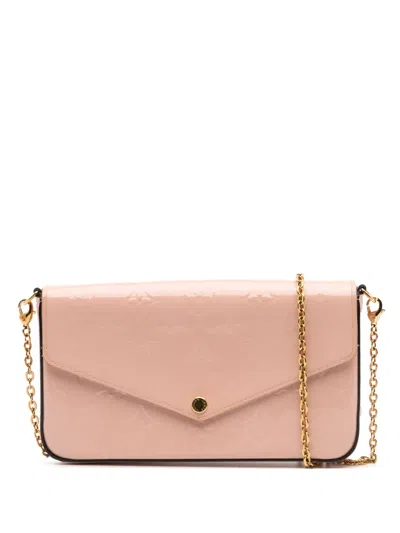 Pre-owned Louis Vuitton 2019 Monogram Vernis Pochette Felicie Crossbody Bag In Pink