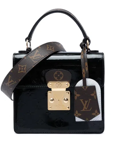 Pre-owned Louis Vuitton 2019 Monogram Vernis Spring Street Satchel In Black