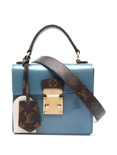 Pre-owned Louis Vuitton 2019 Monogram Vernis Spring Street Satchel In Blue