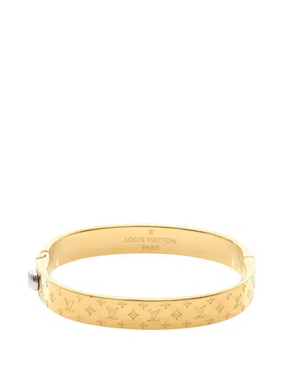 Pre-owned Louis Vuitton 2019 Nanogram Bangle Logo-engraved Bracelet In Gold