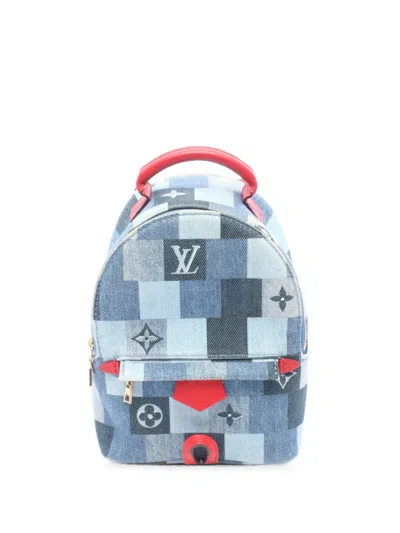 Pre-owned Louis Vuitton 2019 Palm Springs Monogram Denim Backpack In ブルー