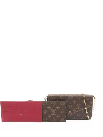 Pre-owned Louis Vuitton 2019 Pochette Félicie Monogram Chain Cross Body Bag In Brown