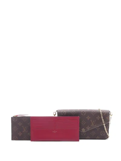 Pre-owned Louis Vuitton 2019 Pochette Félicie Monogram Clutch Bag In Brown
