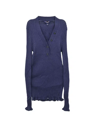 Pre-owned Louis Vuitton 2019 Ribbed Long-sleeve Top In Blue