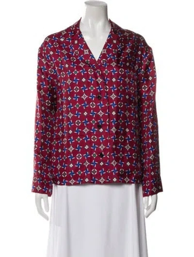 Pre-owned Louis Vuitton 2019 Silk Blouse W/ Tags In Burgundy