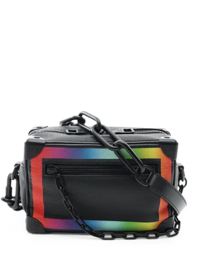 Pre-owned Louis Vuitton 2019 Taiga Rainbow Chain Shoulder Bag In Black