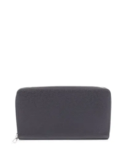 Pre-owned Louis Vuitton 2019 Zippy Organizer Taiga Wallet In Black