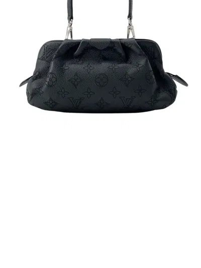 Pre-owned Louis Vuitton 2020-2025 Monogram Mahina Scala Mini Pouch Crossbody Bag In Black