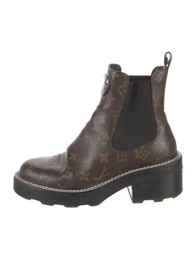 Pre-owned Louis Vuitton 2020 Beaubourg Chelsea Boots In Brown