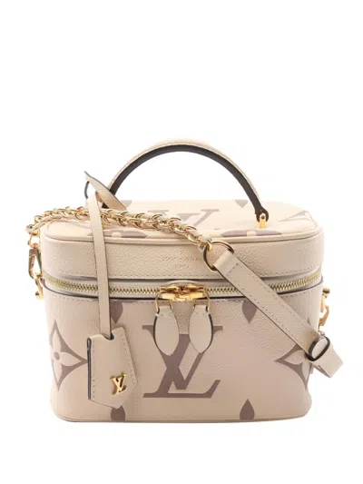 Pre-owned Louis Vuitton 2020 Bicolor Monogram Giant Empreinte Vanity Pm Satchel In Brown