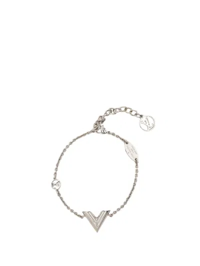 Pre-owned Louis Vuitton 2020 Brass Essential V Supple Bracelet Costume Bracelet In Silver