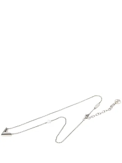 Pre-owned Louis Vuitton 2020 Brass Essential V Supple Necklace Costume Necklace In Silver