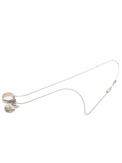 Pre-owned Louis Vuitton 2020 Brass Monogram Charms Pendant Necklace Costume Necklace In Silver