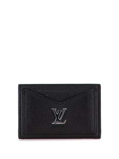 Pre-owned Louis Vuitton 2020 Calfskin Lockme Card Holder In Black