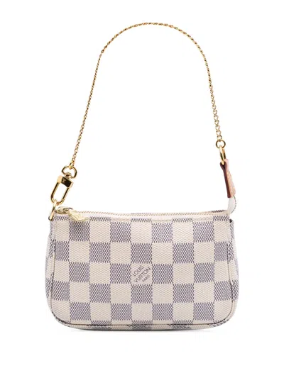Pre-owned Louis Vuitton 2020 Damier Azur Mini Pochette Accessoires Handbag In White