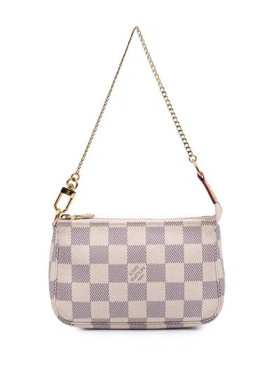 Pre-owned Louis Vuitton 2020 Damier Azur Mini Pochette Accessoires Handbag In White