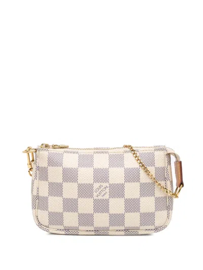 Pre-owned Louis Vuitton 2020 Damier Azur Mini Pochette Accessoires Handbag In Blue