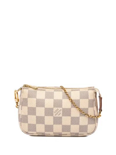 Pre-owned Louis Vuitton 2020 Damier Azur Mini Pochette Accessoires Handbag In White