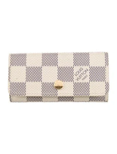 Pre-owned Louis Vuitton 2020 Damier Azur Pattern Key Holder In Neutral