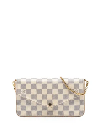 Pre-owned Louis Vuitton 2020 Damier Azur Pochette Felicie Crossbody Bag In White